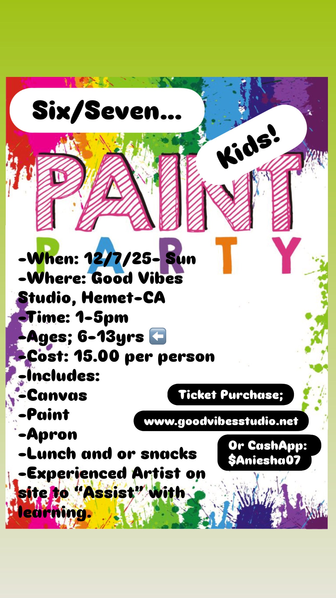 Six/Seven Kids Paint Party